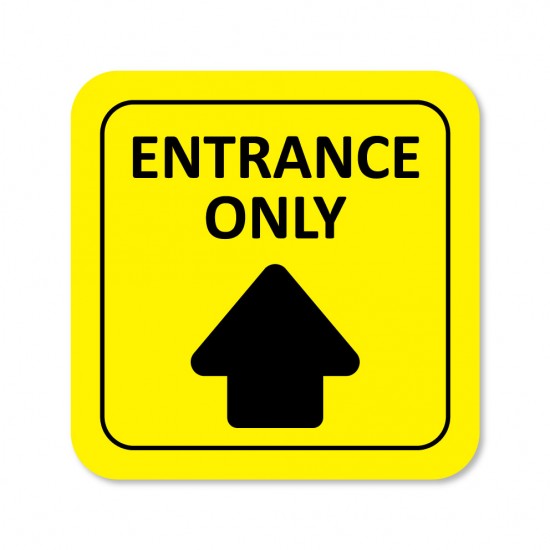 Covid-19 Floor Sticker Entrance Only Yellow 26x26cm 3pcs